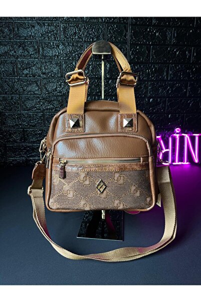 KAREN Kadın Omuz & Sırt Çantası – Ayarlanabilir Askılı, Çok Gözlü, Taba