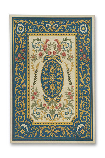 Rugs Modern Halı MOSSO Mavi Temalı Klasik Çiçekli Desenli Dokuma Taban Modern...
