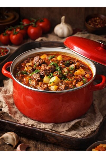 EBRULİEMAYE Orange Enamel Pot with Lid 5.75 Liters 26 cm Diameter Milk Yogurt...