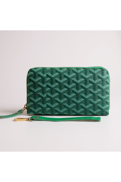 Myka Tasarım Yeşil Desenli Cüzdan Fermuarlı Bozuk Para Kartlık 19,5 x 10,5 x ...