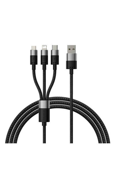 Baseus StarSpeed 3-in-1 Charging/Data Cable, 60cm, 3.5A, Black