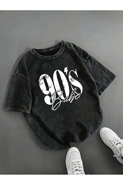 Le Savu Washable 90's Baby Printed Unisex Oversized Vintage T-Shirt