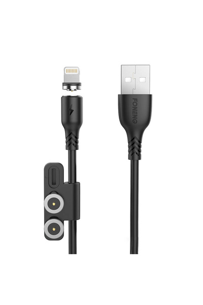 FONENG X62 3-in-1 Magnetic Charging & Data Cable, 12W, 5A, 1m, Black