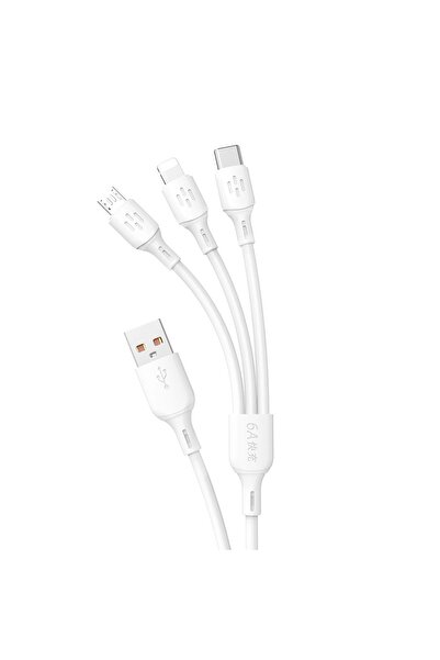 DUDAO Cablu L8A 3 în 1 USB la USB-C/Lightning/Micro-USB, 6A, 1,2 m, alb