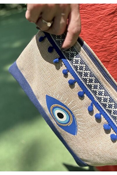 OEM Eyeshadow Palette, Beige Blue, Pompom Eye with Handle, 32x22cm