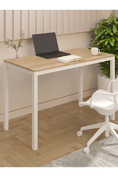 NEATS Safir Meşe Çalışma Masası, 60x116, Metal Ayaklı Çalışma Masası, Bilgisa...