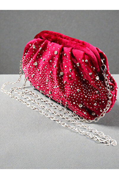 HFKY Women's Velvet Evening Bag with Sprinkled Stones