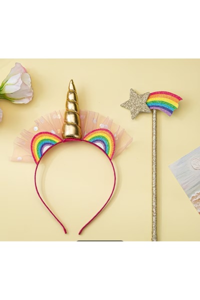 İthal Sevimli Unicorn Taç ve Asa