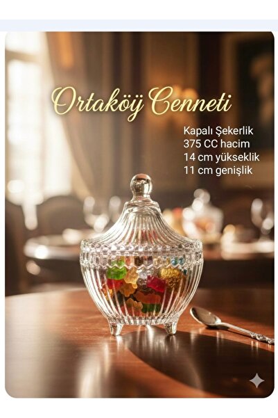 ORTAKÖYCENNETİ Kapaklı şekerlik kalıteli 3 ayaklı çizgili deliglas marka 375 ...