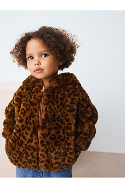 Next Baby Brown Leopard Print Faux Fur Zip-Up Jacket / Coat