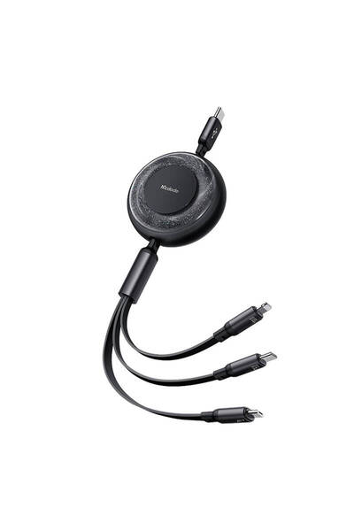 Mcdodo Cablu de încărcare retractabil USB-C 3 în 1 CA-5220, 100 W, negru