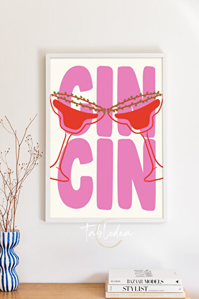 tablodea Pinterest stil Gin Gin napisano šareni kuhinjski dekor TD uokviren m...