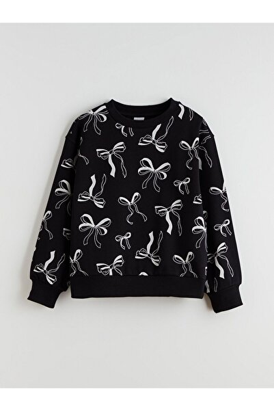 LC Waikiki Lcw Kids Crew Neck Bow Patterned Girls' Sweatshirt