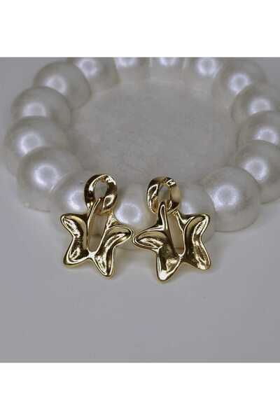 Ivory Pearl Gold Color Star Design Elegant Earring.Gift