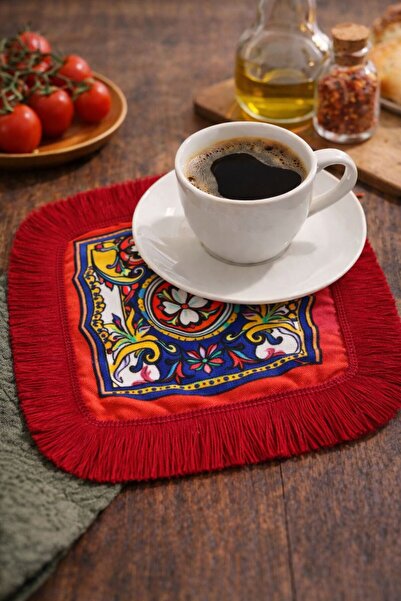 Karam Home Kırmızı milano desen kırmızı sunum peçetesi