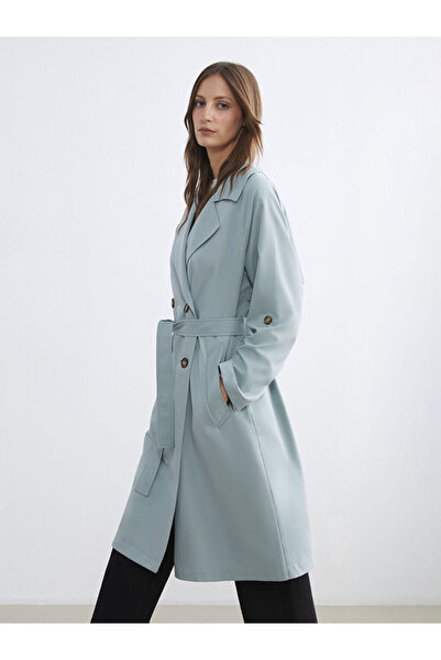 LC Waikiki Rmz Gi̇yi̇m Farkiyla Double-Breasted Roba Collar Women's Trench Coat