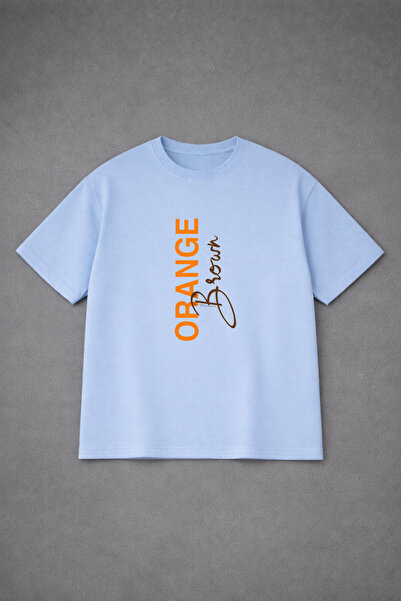 LORVEX Unisex Oversized T-Shirt 100% Cotton Comfortable Fit Orange Printed Pr...