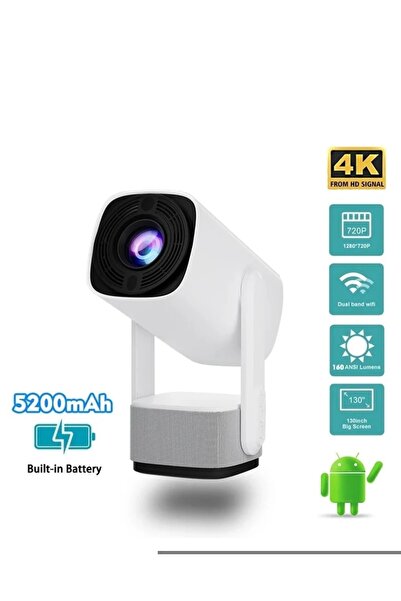 ErginGroup Kablosuz Şarjlı Taşınabilir Powerbankli Android 4K Projeksiyon Cih...