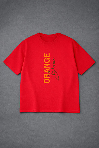 LORVEX Unisex Oversized T-Shirt 100% Cotton Comfortable Fit Orange Printed Pr...