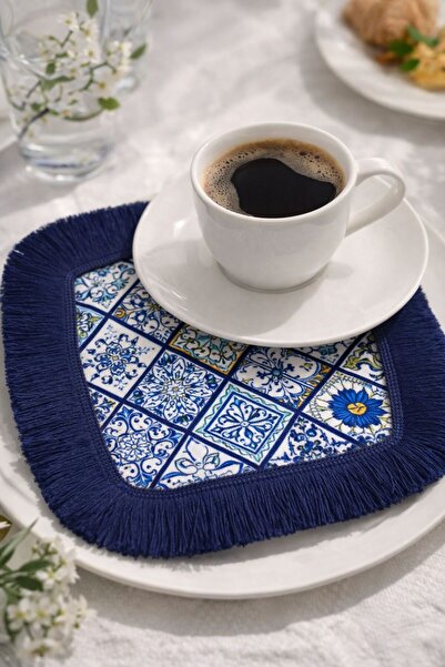 Karam Home Mavi Seramik desen lacivert sunum peçetesi