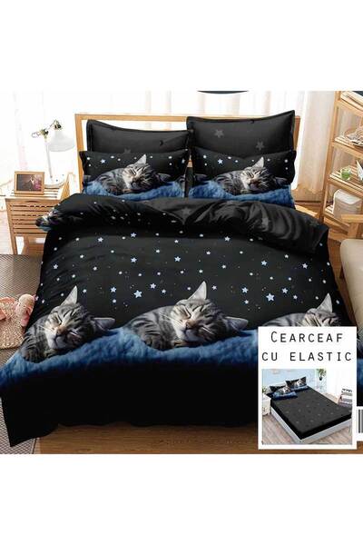 Patul Bed Linen 6 Pieces, Fine Cotton, Sulphur, Double Bed, 2 Persons, Fitted...