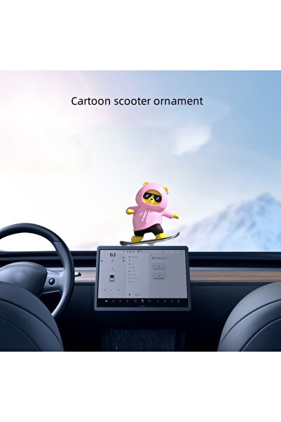 AMNIX Figurină Decorativă Auto AMNIX® cu Mișcare, Dans/Skateboard, Roz