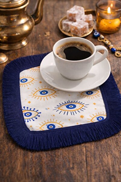 Karam Home Boncuklu desen lacivert sunum peçetesi