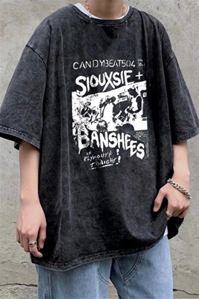 Le Savu Washable Siouxsie Banshees Printed Unisex Oversized Vintage T-Shirt