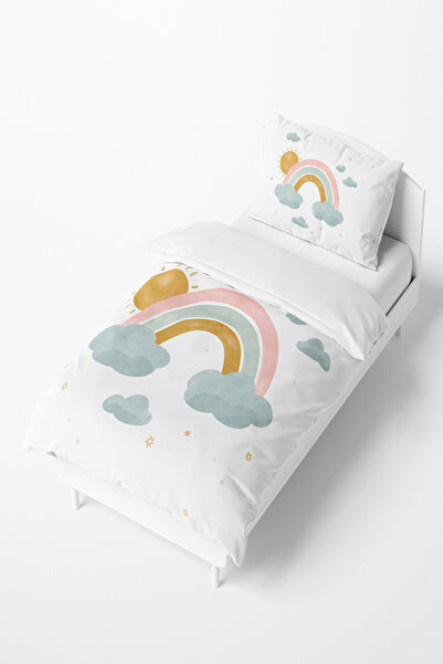 Talia Home Pastel Rainbow Patterned Children's and Baby's Room Duvet Cover Se...
