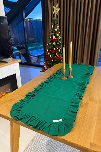 KaiHome Runner cu volane din in din seria Mossy, verde