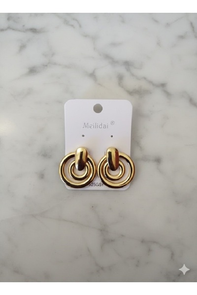 TChic Gold Earrings with Two Ring Clips No Piercing Required