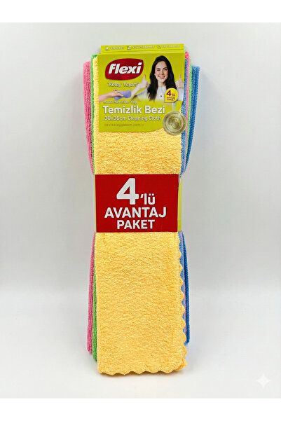 Flexi Mikrofiber Temizlik Bezi 30x35 cm 4 lü Avantaj Paket – İz Bırakmaz - Ço...