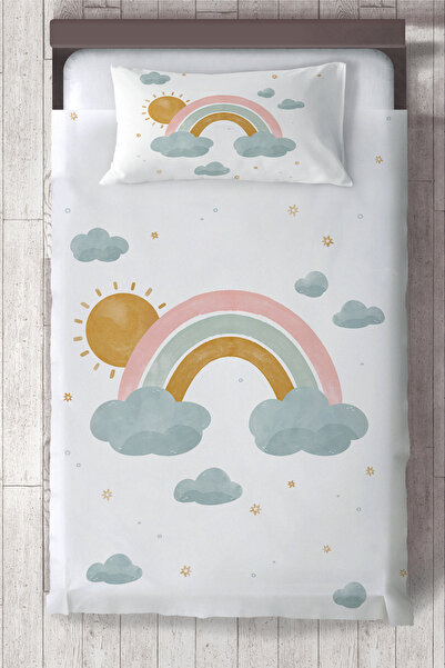 Talia Home غطاء سرير لغرفة الأطفال بنمط قوس قزح الباستيل TLAY-330