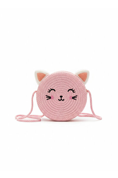synshop Cute Cat Soft Furry Ear Pink Straw Strap Young Girl Child Baby Bag 13...