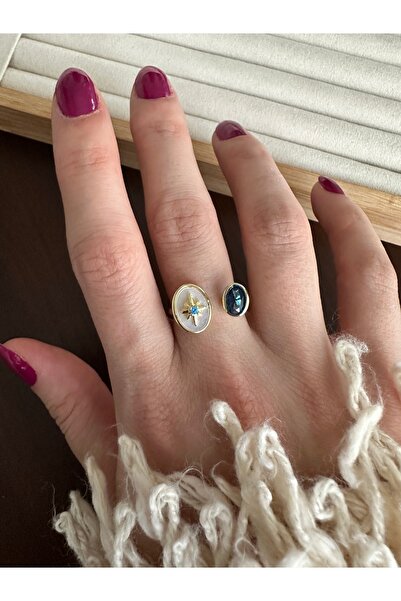 ringbox Gold Blue Stone Star Ring