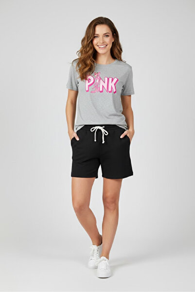 aytok tekstil Women's Shorts T-Shirt Set Pink Panther Tshirt Pink Panther
