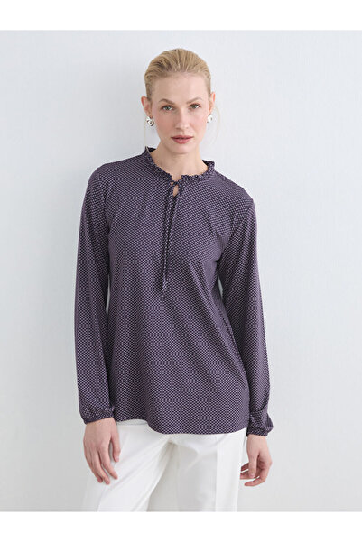 LC Waikiki Sparkling Choices Tie-Down Roba Collar Polka Dot Blouse from Shini...