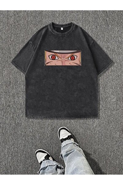 Le Savu Washable Anime Narıto Printed Unisex Oversized Vintage T-Shirt