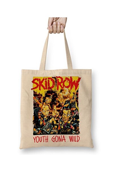 Toyaso Skid Row Cartoon White Tote Bag Long Handle Shopping Bag Beach Bag
