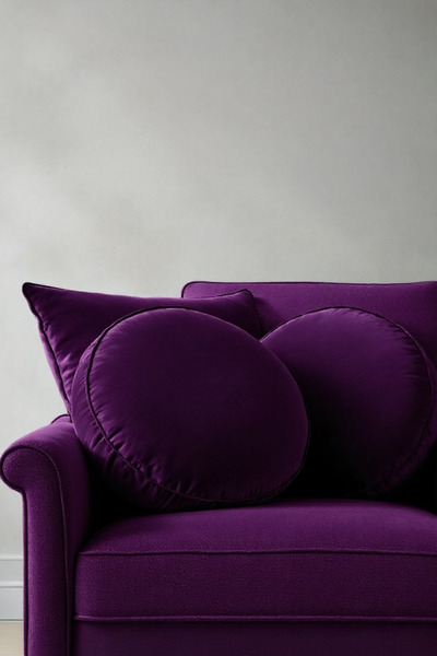 JACA Yuvarlak Daire Görünümlü Büyük Boy Yastık Kadife Yumuşak Kumaş İç Dolgul...