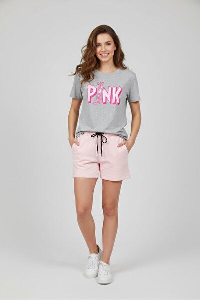 aytok tekstil Women's Shorts T-Shirt Set Pink Panther Tshirt Pink Panther