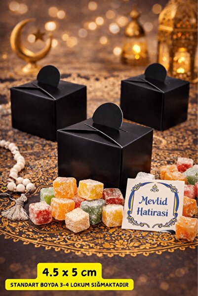 Emtory Home Kare Kutu | Siyah Lokum Kutusu - Şeker Kutusu - Mevlid Kutusu - Ç...