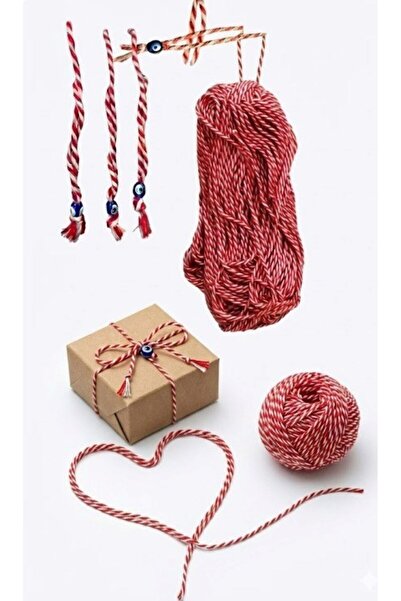 Fikart 10 Metre İki Renkli Kırmızı Beyaz Marteniçka ve Hediye Paketleme İpi