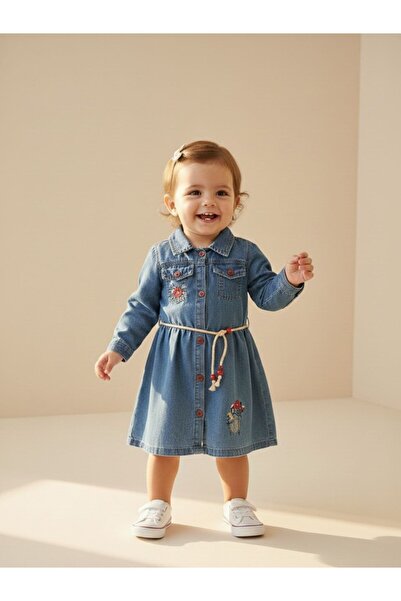 Lily and Co Floral Belted Denim Dress