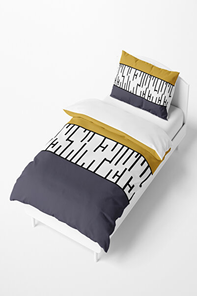 Talia Home Mustard Gray Patterned Children's and Baby's Room Duvet Cover Set ...