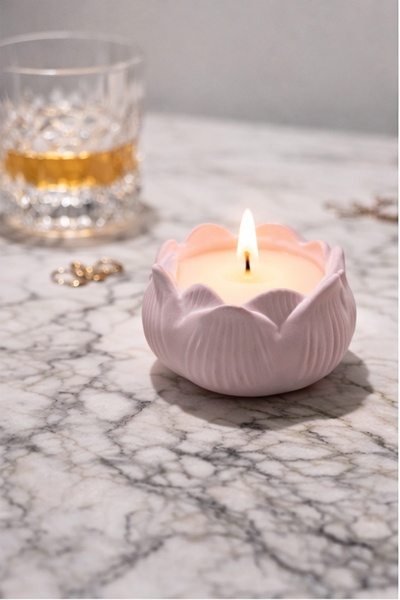 Lumiarte Vanilya Kokulu Çiçek ( Lotus ) Kase Mum 130 gr (Harç Döküm)