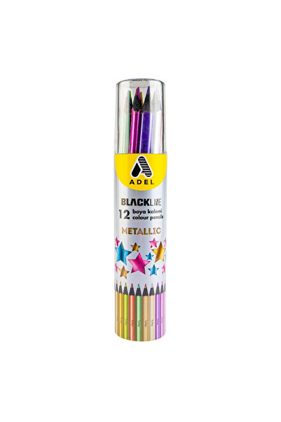 Adel Blackline Metallic Crayons Tube 12 Pack