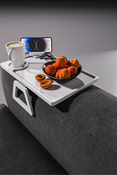 Wooden Studio Telefon Tutuculu Doğal Ahşap Koltuk Sehpası | Yan Sehpa | Koltu...