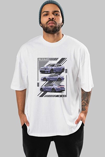Ankhises Serija automobila (43) prednja Štampano Bela Oversize kroj T-shirt M...