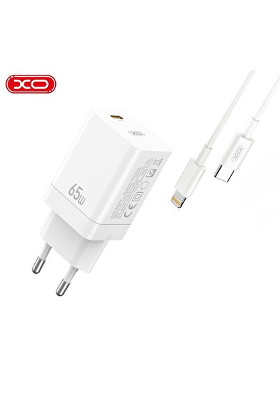 Xo CE10(EU) 65W GaN Süper Hızlı Şarj Adaptörü ve Type-C to Lightning Kablo Se...
